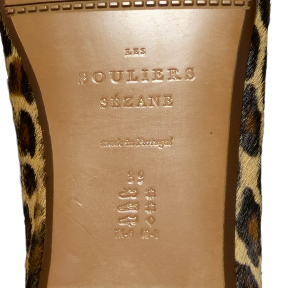 Cezane Matilda Low Ballernias Flat Size EU 39 US 8 Tan Leopard Pony Hair New - Picture 7 of 7